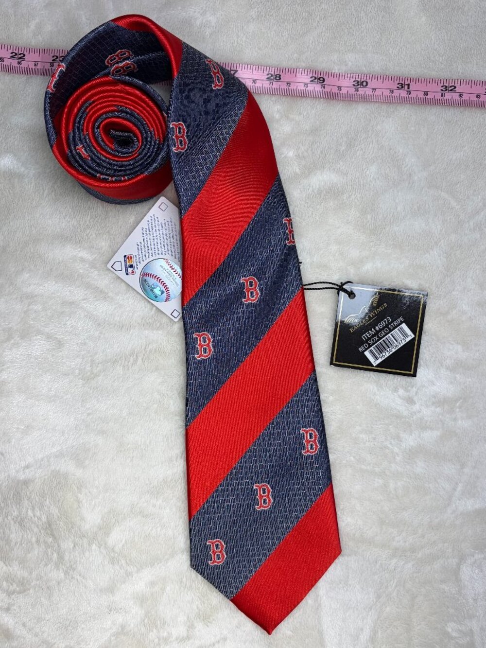 Eagles Wings Boston Red Sox Geo Stripe Navy Red MLB Mens Necktie NWT Item 6973